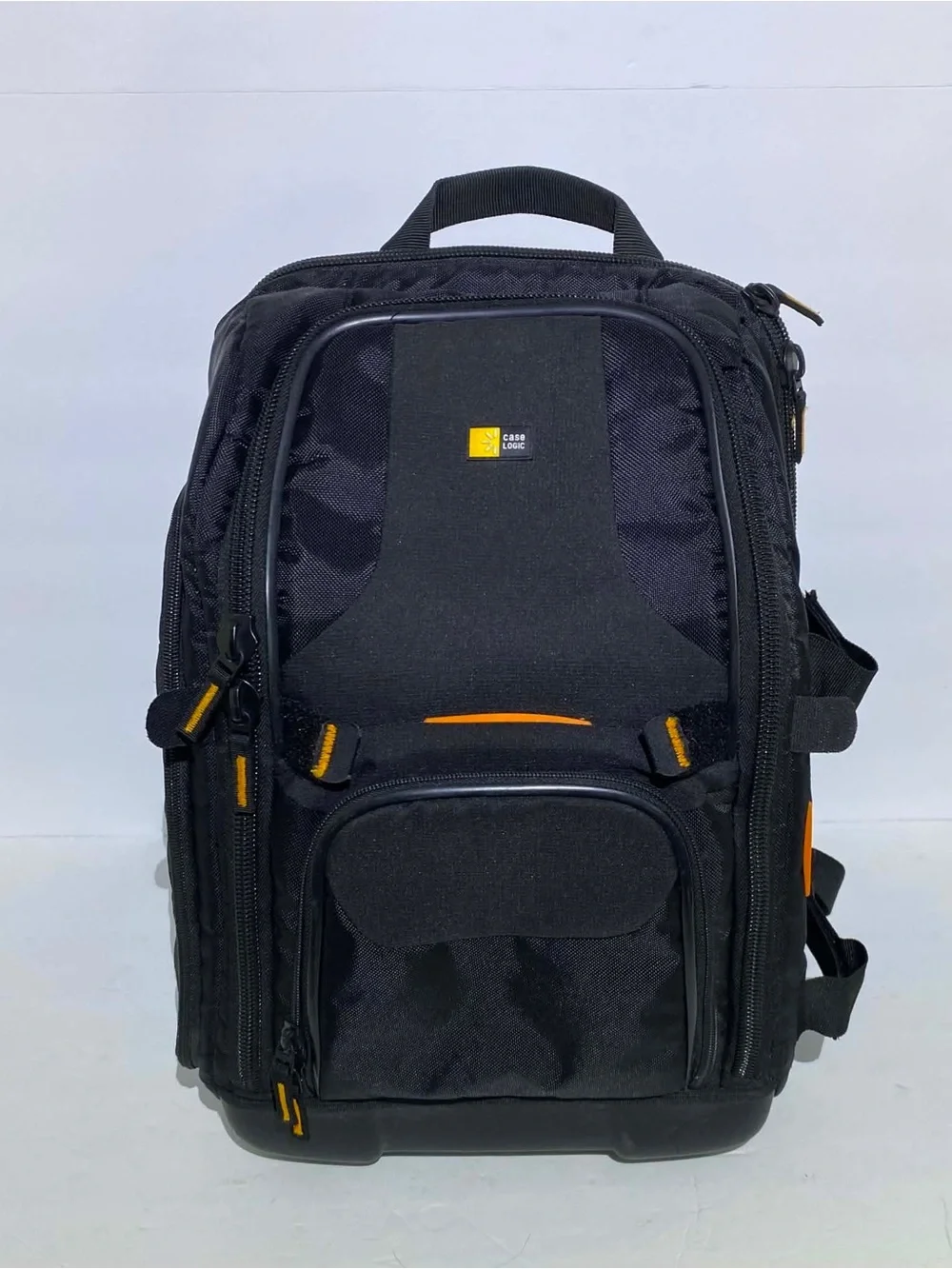 camera backpack Black Travel Backpack with Orange Accents